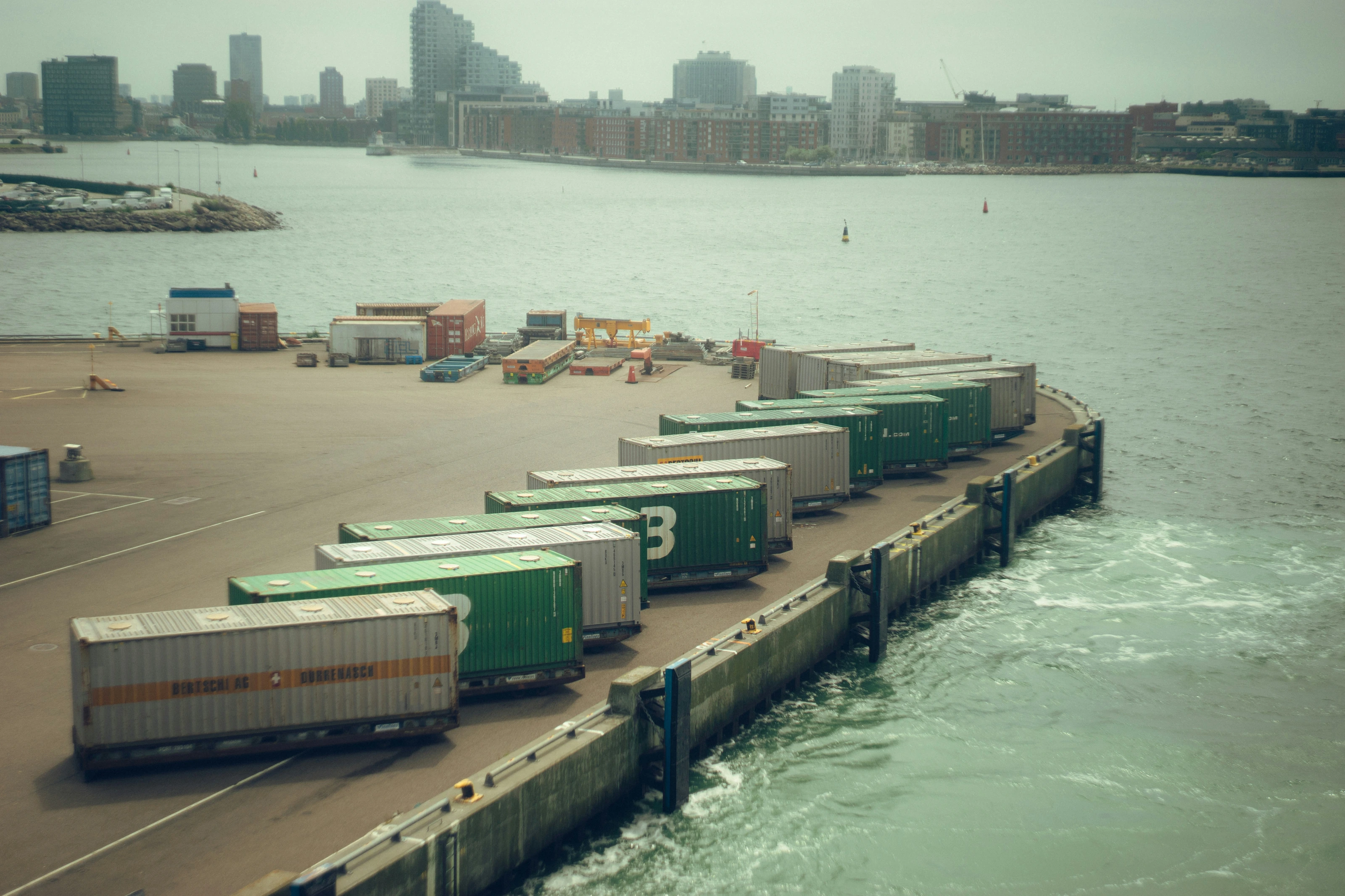 Shipping containers at a port terminal